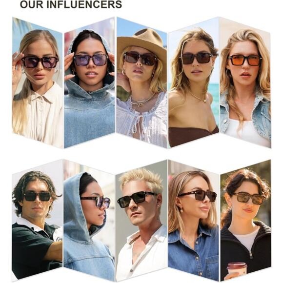 Trendy Square Polarized Sunglasses for Women Men, 70s 80s Retro Vintage/green